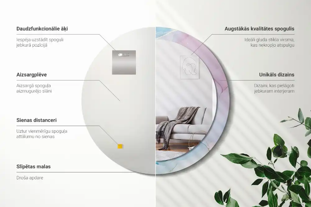 Okroglo stensko okrasno ogledalo Marmorni slog