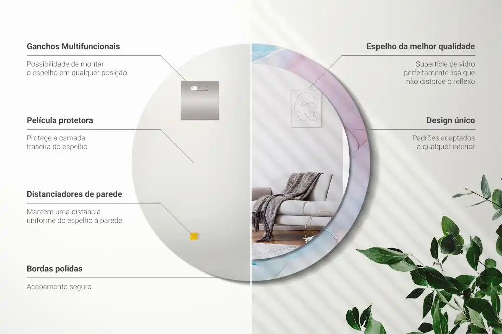 Okroglo stensko okrasno ogledalo Marmorni slog