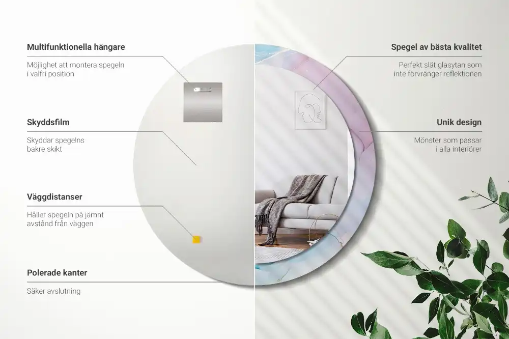 Okroglo stensko okrasno ogledalo Marmorni slog