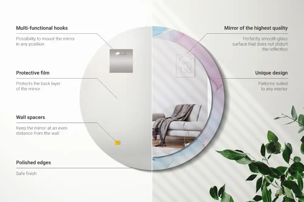 Okroglo stensko okrasno ogledalo Marmorni slog