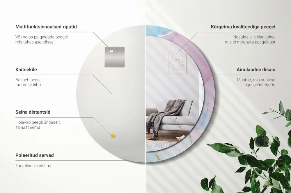 Okroglo stensko okrasno ogledalo Marmorni slog