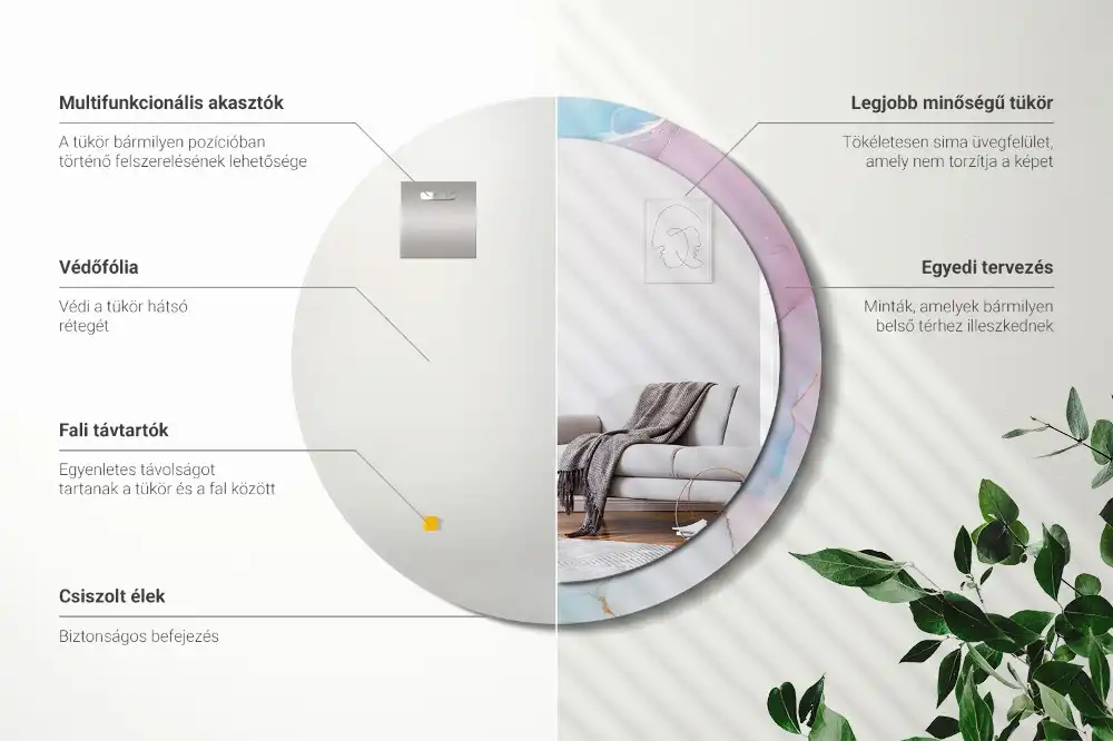 Okroglo stensko okrasno ogledalo Marmorni slog