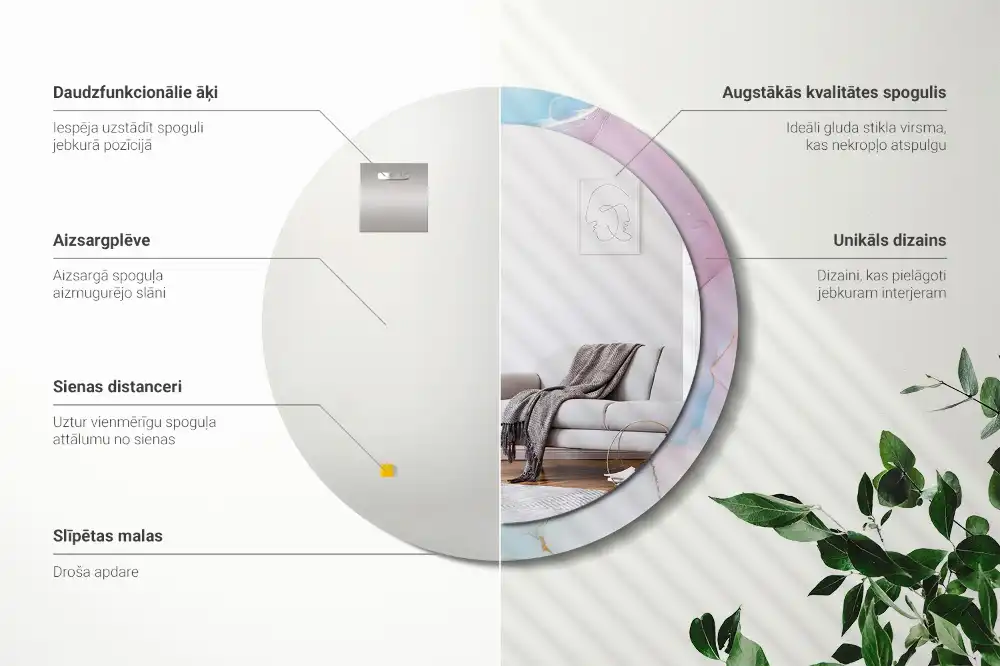 Okroglo stensko okrasno ogledalo Marmorni slog