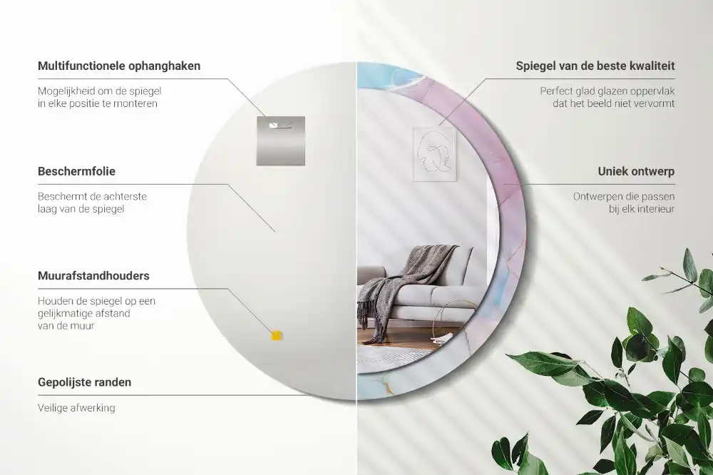 Okroglo stensko okrasno ogledalo Marmorni slog