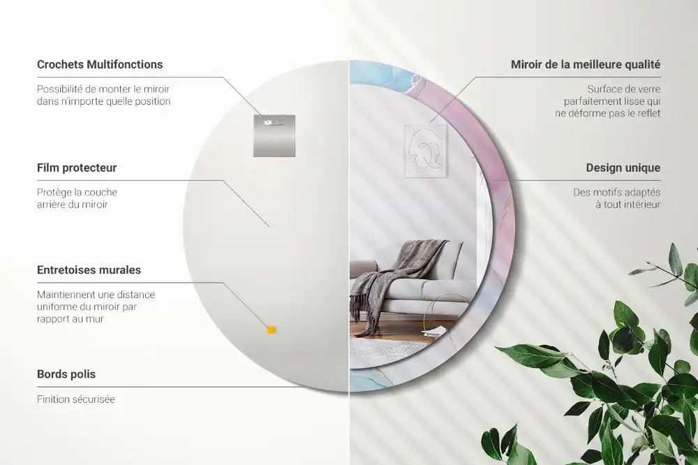 Okroglo stensko okrasno ogledalo Marmorni slog