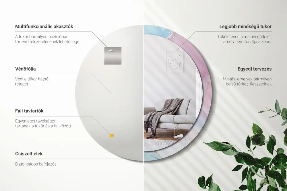 Okroglo stensko okrasno ogledalo Marmorni slog