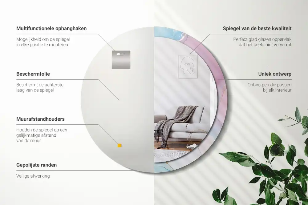 Okroglo stensko okrasno ogledalo Marmorni slog