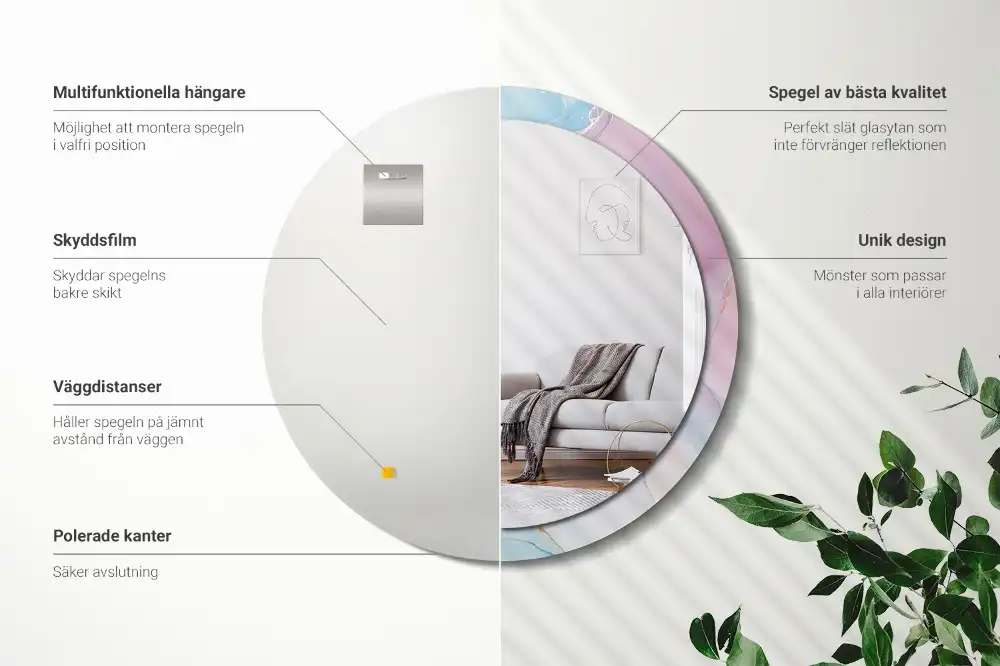 Okroglo stensko okrasno ogledalo Marmorni slog