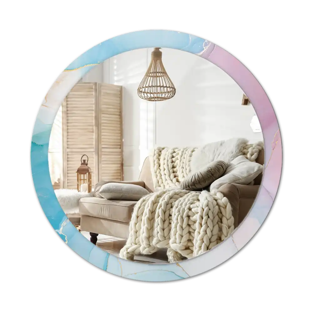 Okroglo stensko okrasno ogledalo Marmorni slog