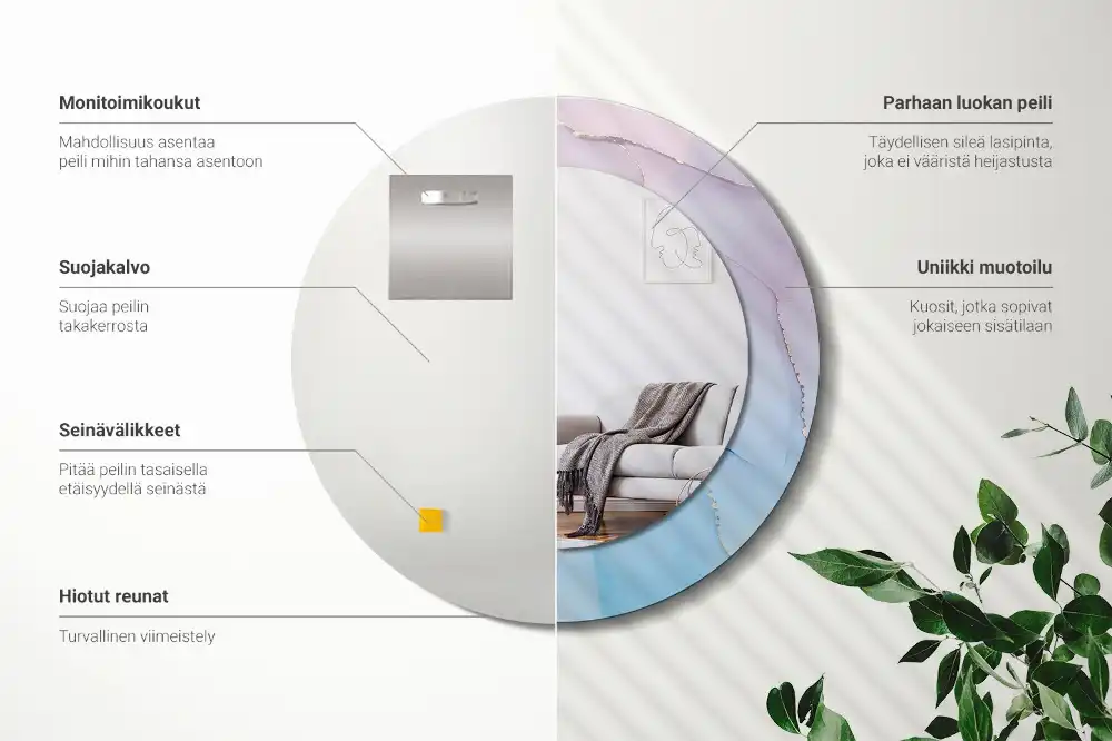 Okroglo stensko okrasno ogledalo Marmorni slog