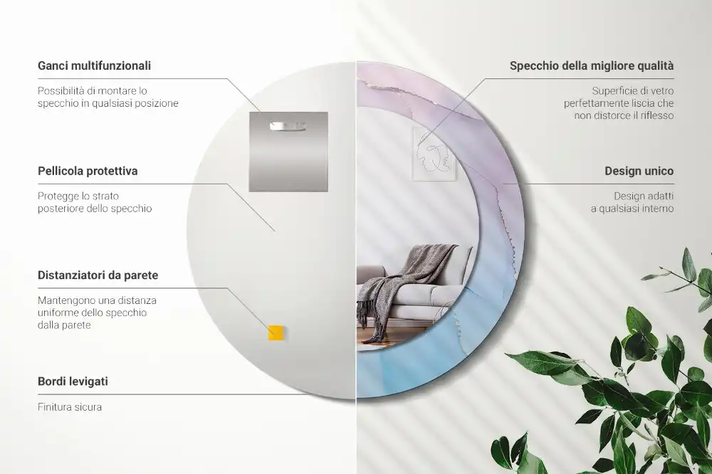 Okroglo stensko okrasno ogledalo Marmorni slog