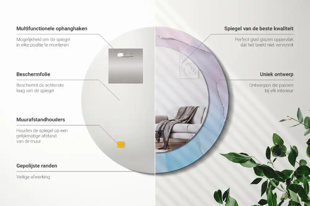 Okroglo stensko okrasno ogledalo Marmorni slog