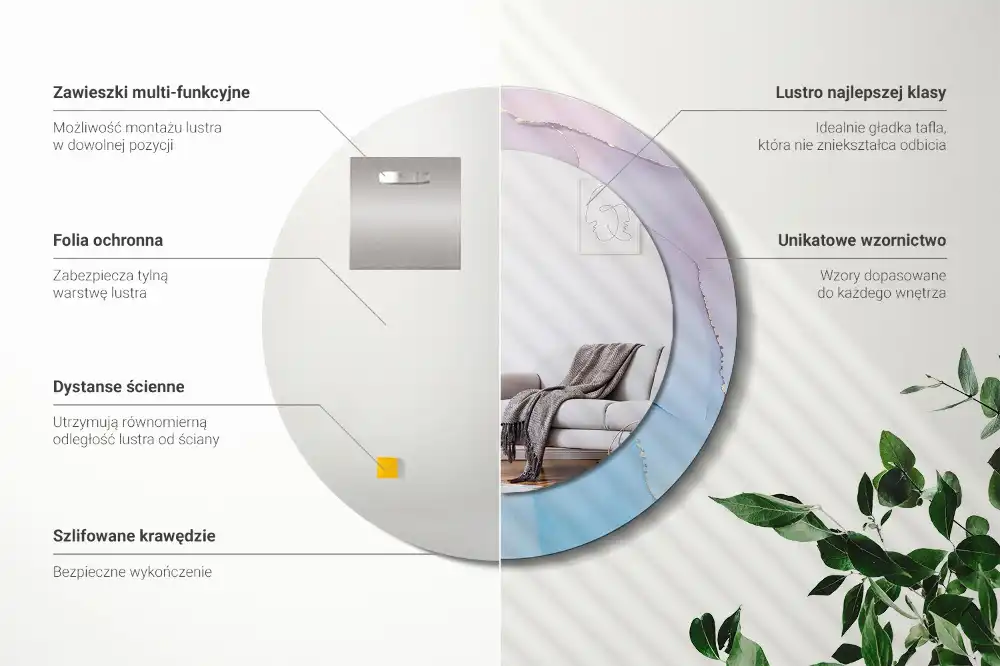 Okroglo stensko okrasno ogledalo Marmorni slog