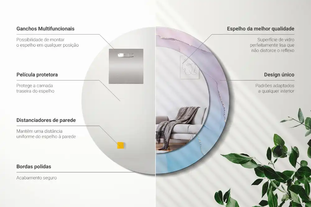 Okroglo stensko okrasno ogledalo Marmorni slog