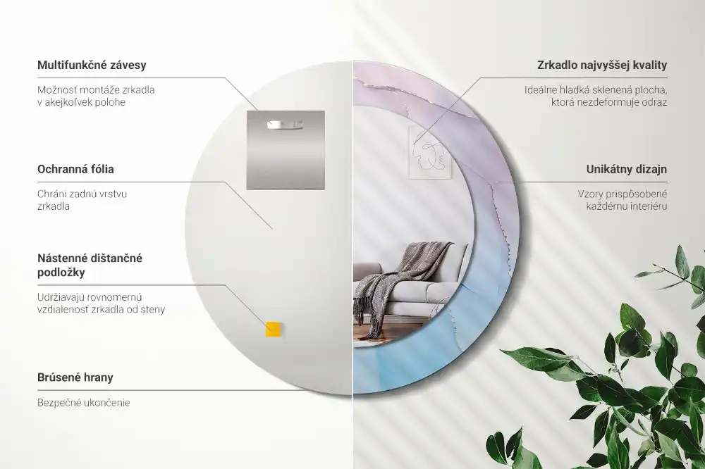 Okroglo stensko okrasno ogledalo Marmorni slog