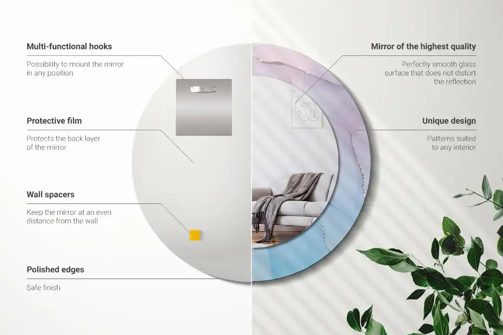 Okroglo stensko okrasno ogledalo Marmorni slog