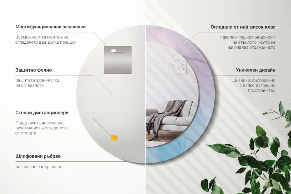 Okroglo stensko okrasno ogledalo Marmorni slog