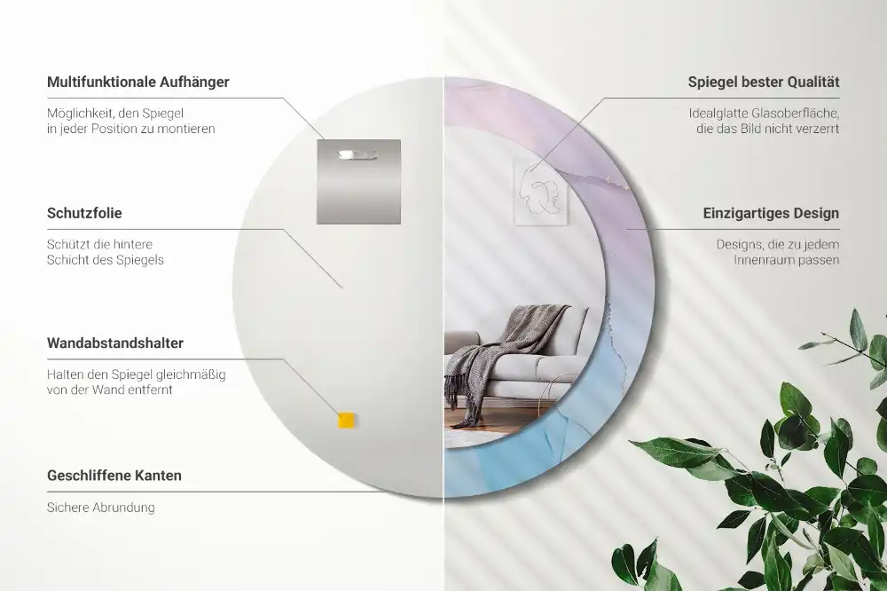 Okroglo stensko okrasno ogledalo Marmorni slog