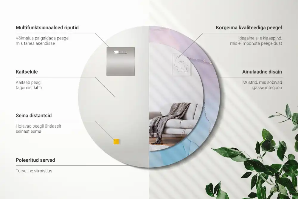 Okroglo stensko okrasno ogledalo Marmorni slog