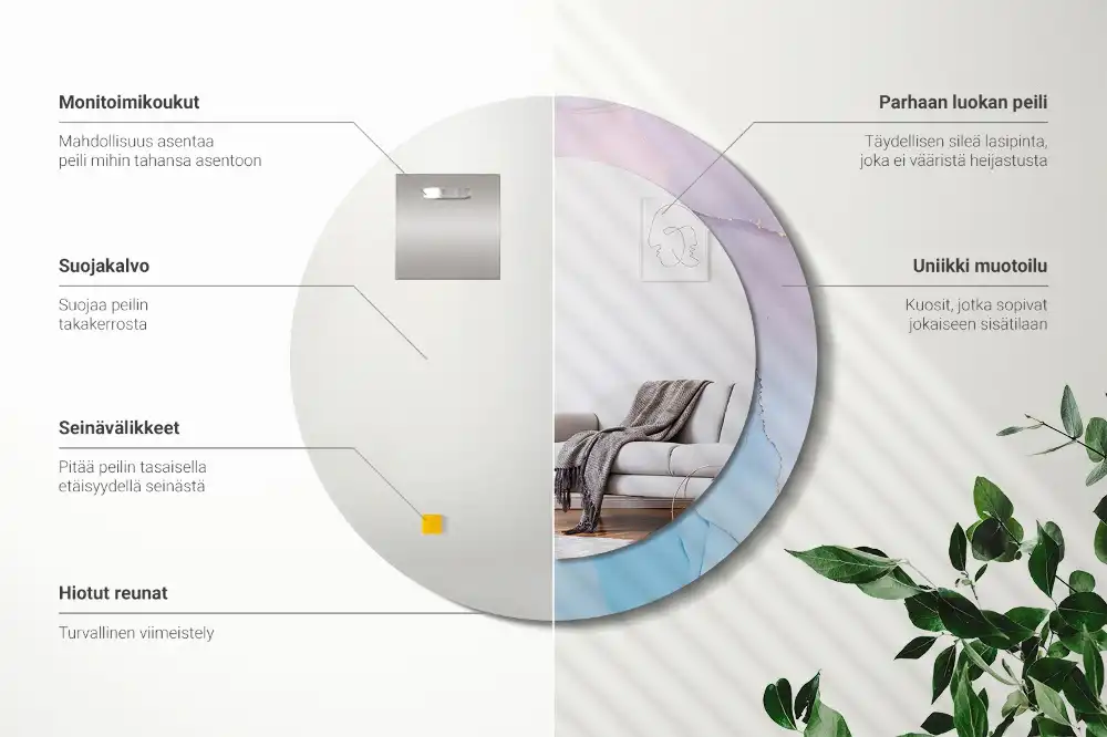 Okroglo stensko okrasno ogledalo Marmorni slog