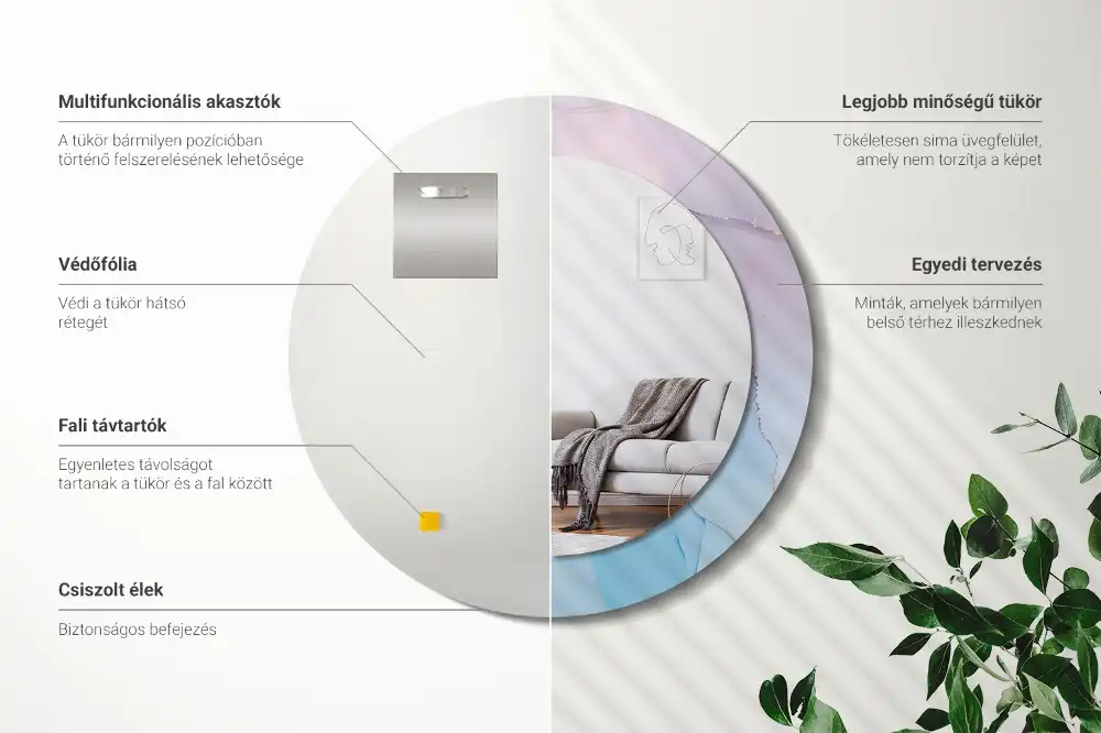 Okroglo stensko okrasno ogledalo Marmorni slog