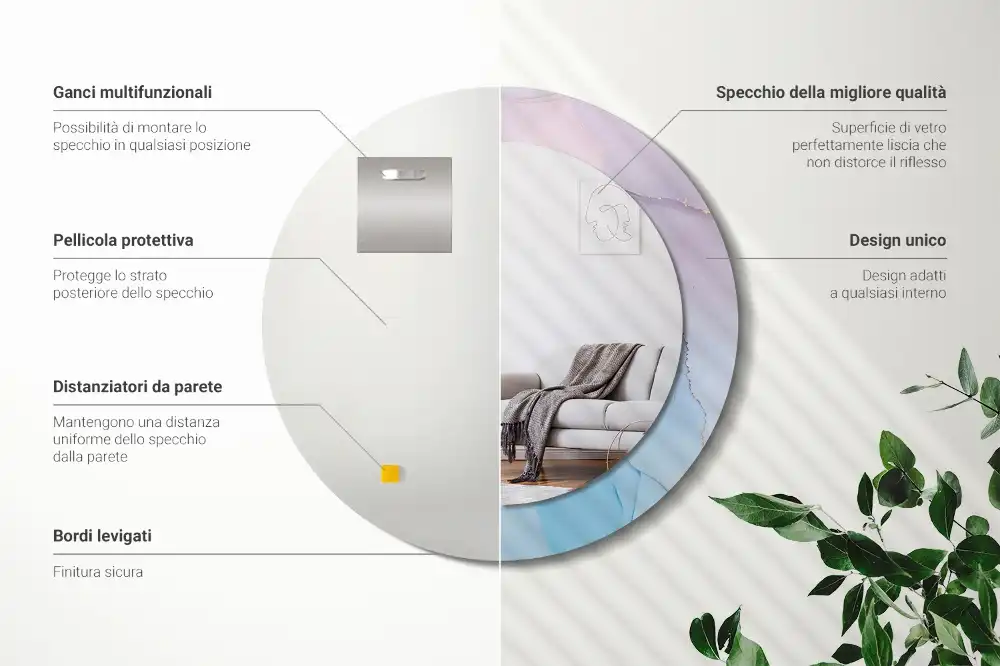 Okroglo stensko okrasno ogledalo Marmorni slog