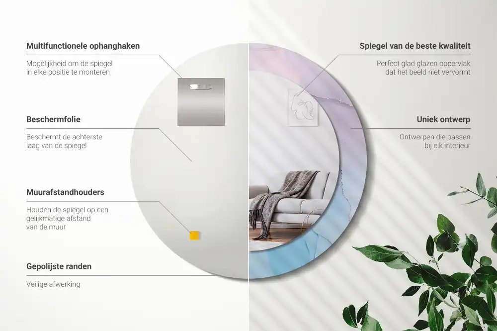 Okroglo stensko okrasno ogledalo Marmorni slog