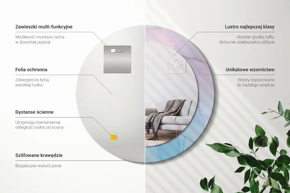 Okroglo stensko okrasno ogledalo Marmorni slog