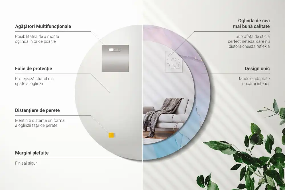 Okroglo stensko okrasno ogledalo Marmorni slog