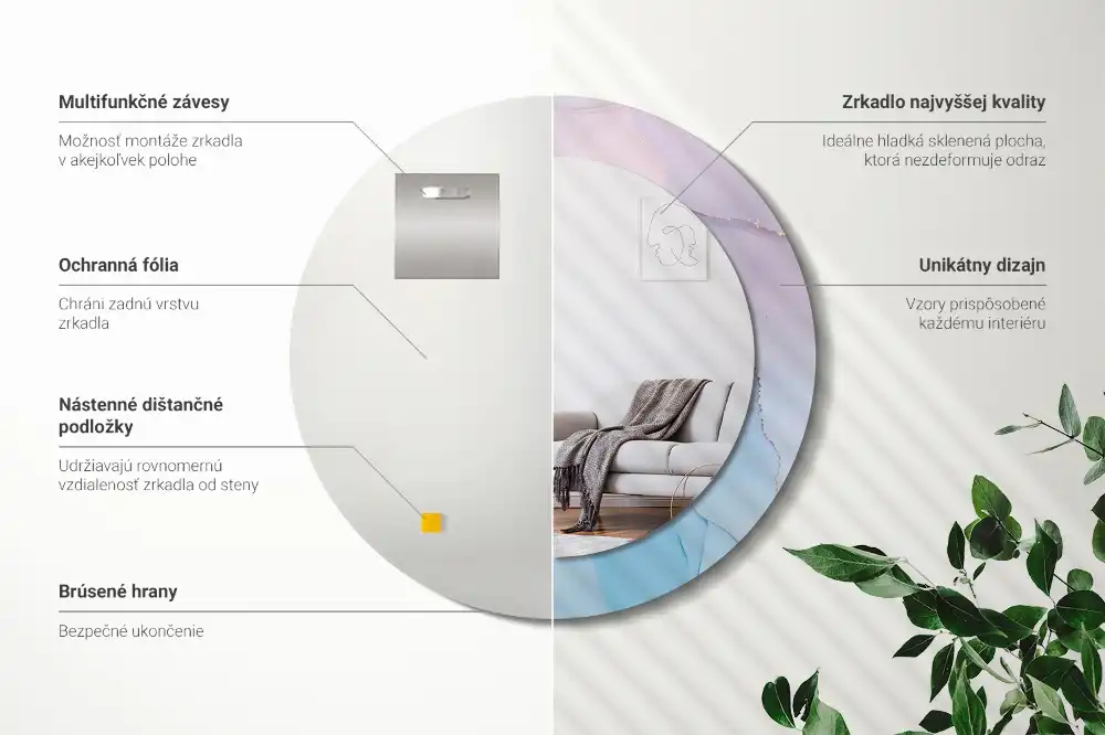 Okroglo stensko okrasno ogledalo Marmorni slog