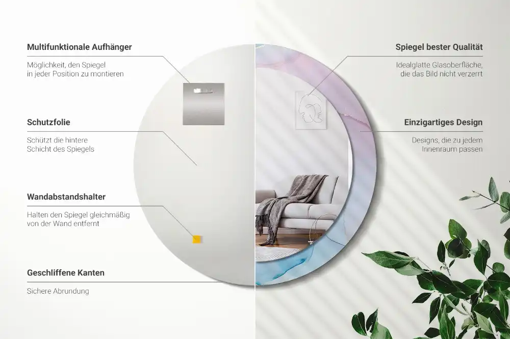 Okroglo stensko okrasno ogledalo Marmorni slog