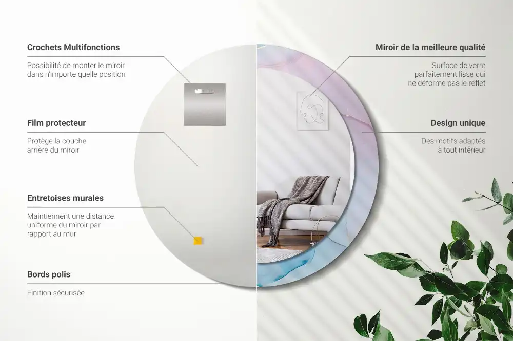 Okroglo stensko okrasno ogledalo Marmorni slog