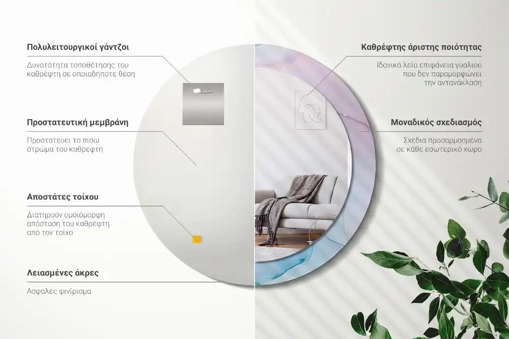 Okroglo stensko okrasno ogledalo Marmorni slog