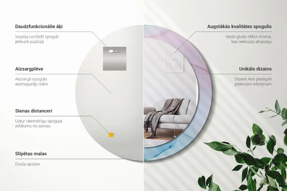 Okroglo stensko okrasno ogledalo Marmorni slog