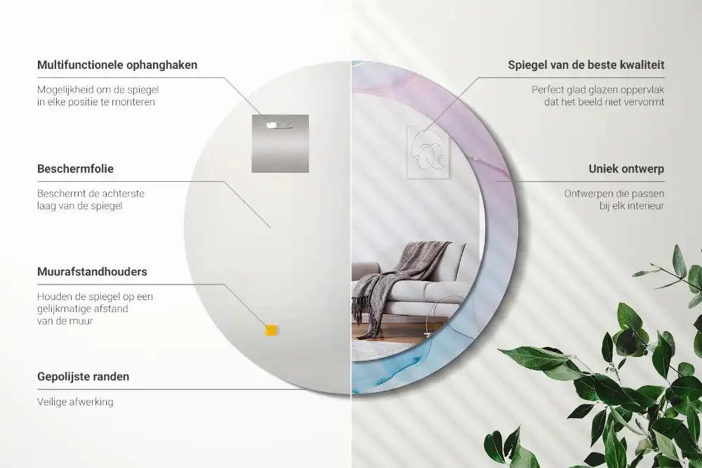 Okroglo stensko okrasno ogledalo Marmorni slog