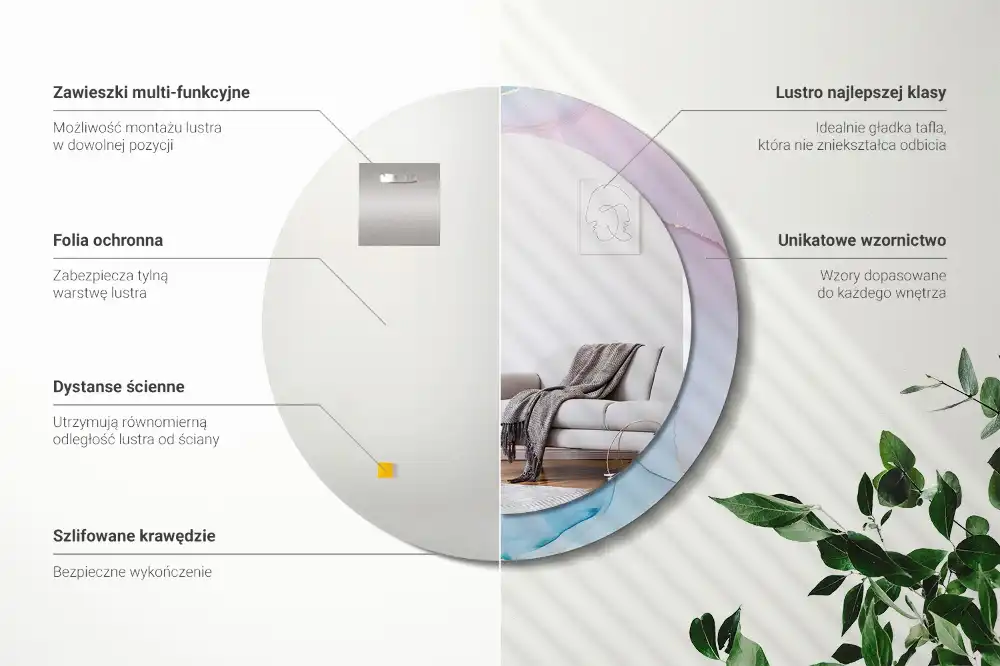 Okroglo stensko okrasno ogledalo Marmorni slog