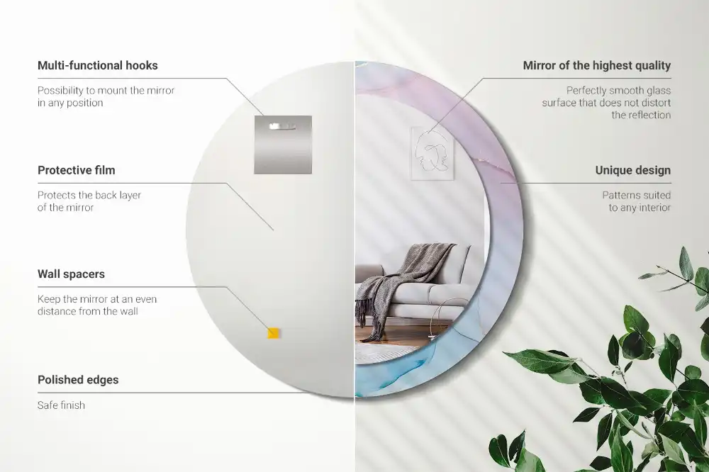 Okroglo stensko okrasno ogledalo Marmorni slog