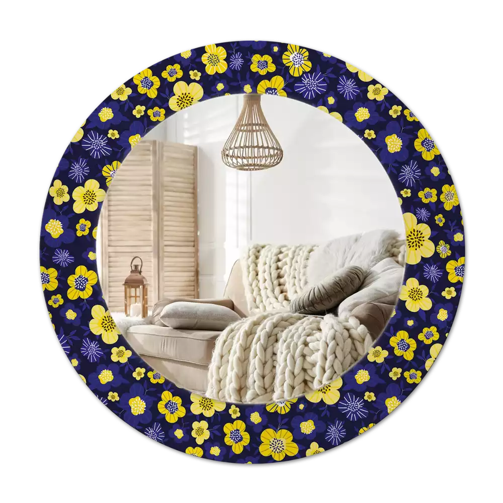 Tiskano okroglo ogledalo Majhne rože