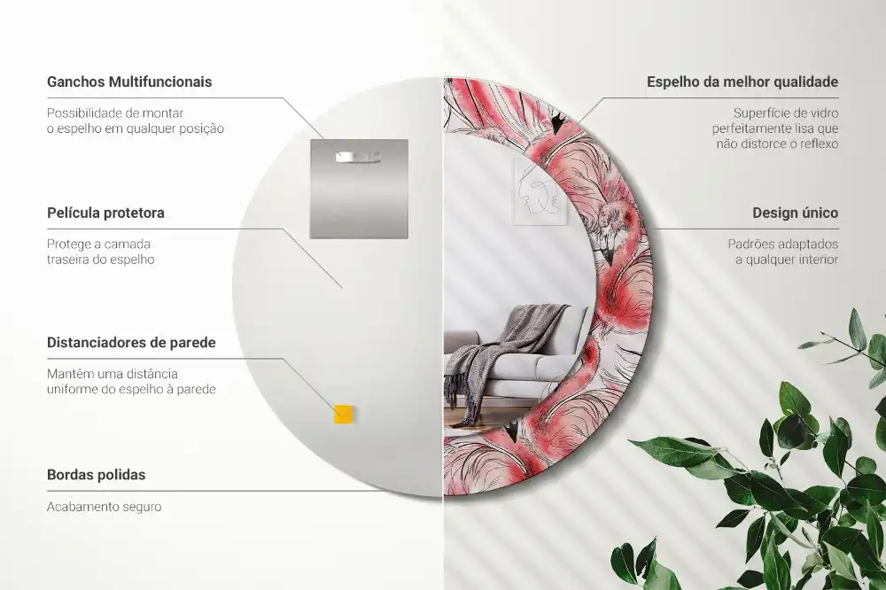 Okroglo okrasno ogledalo Flamingi