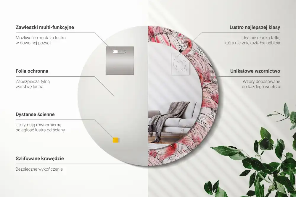 Okroglo okrasno ogledalo Flamingi