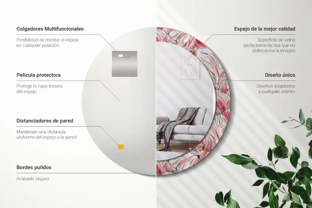 Okroglo okrasno ogledalo Flamingi