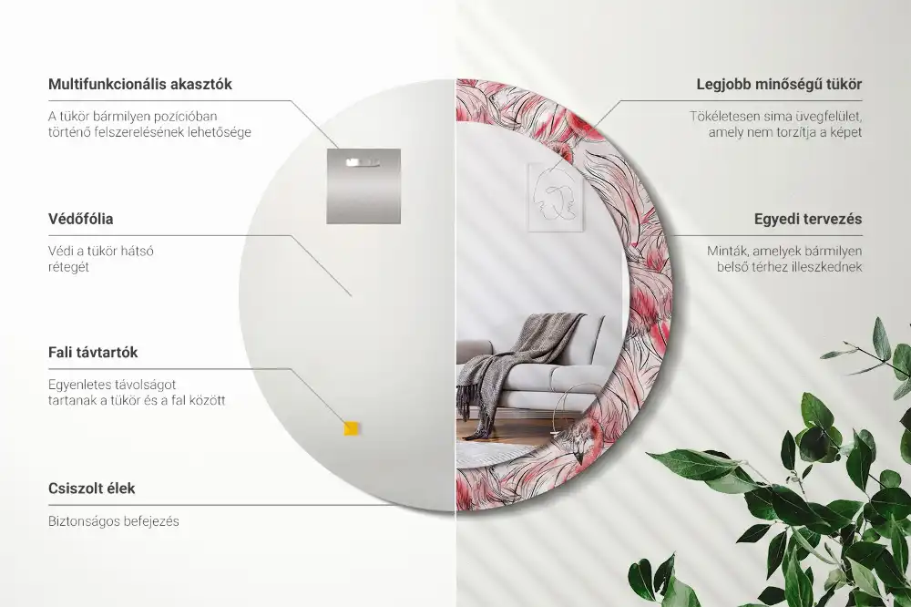 Okroglo okrasno ogledalo Flamingi