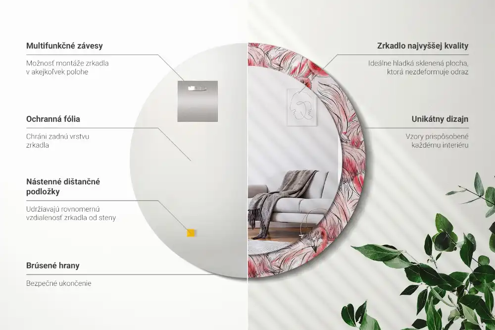 Okroglo okrasno ogledalo Flamingi