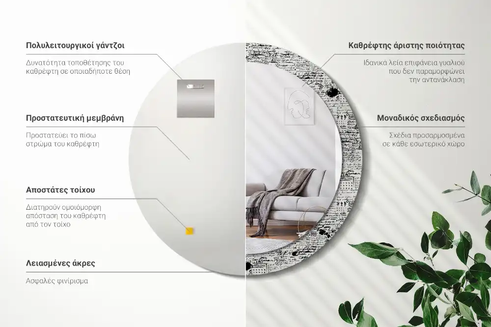 Okroglo stensko okrasno ogledalo Čačkanja