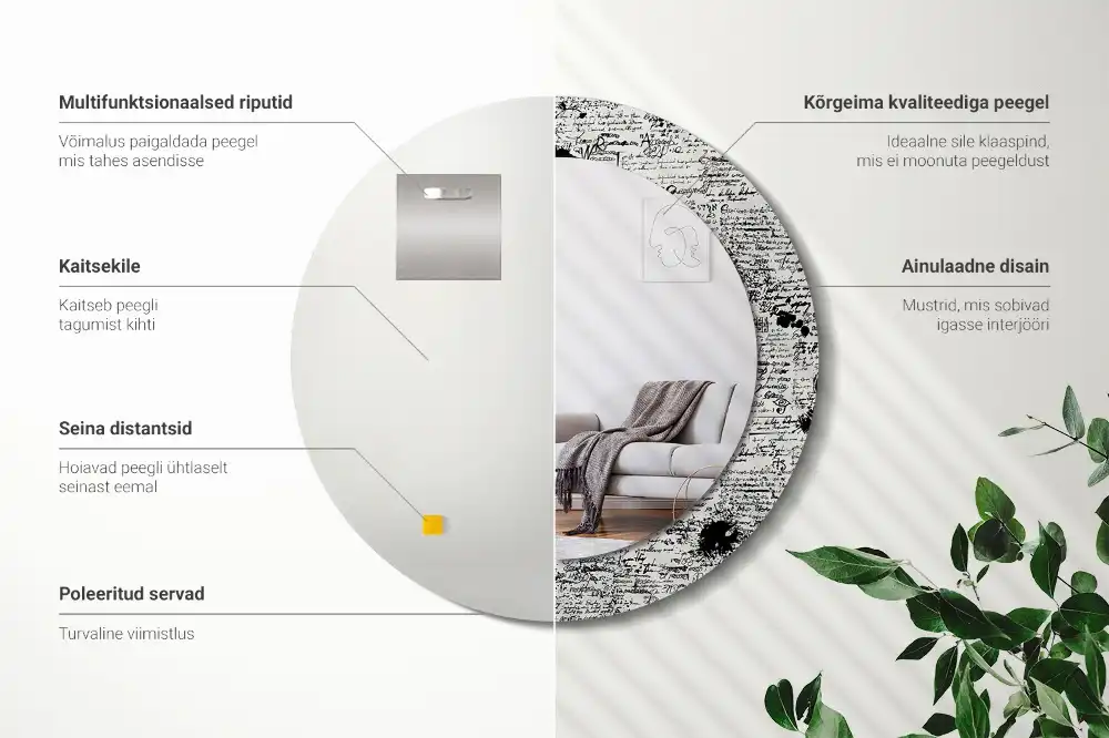 Okroglo stensko okrasno ogledalo Čačkanja