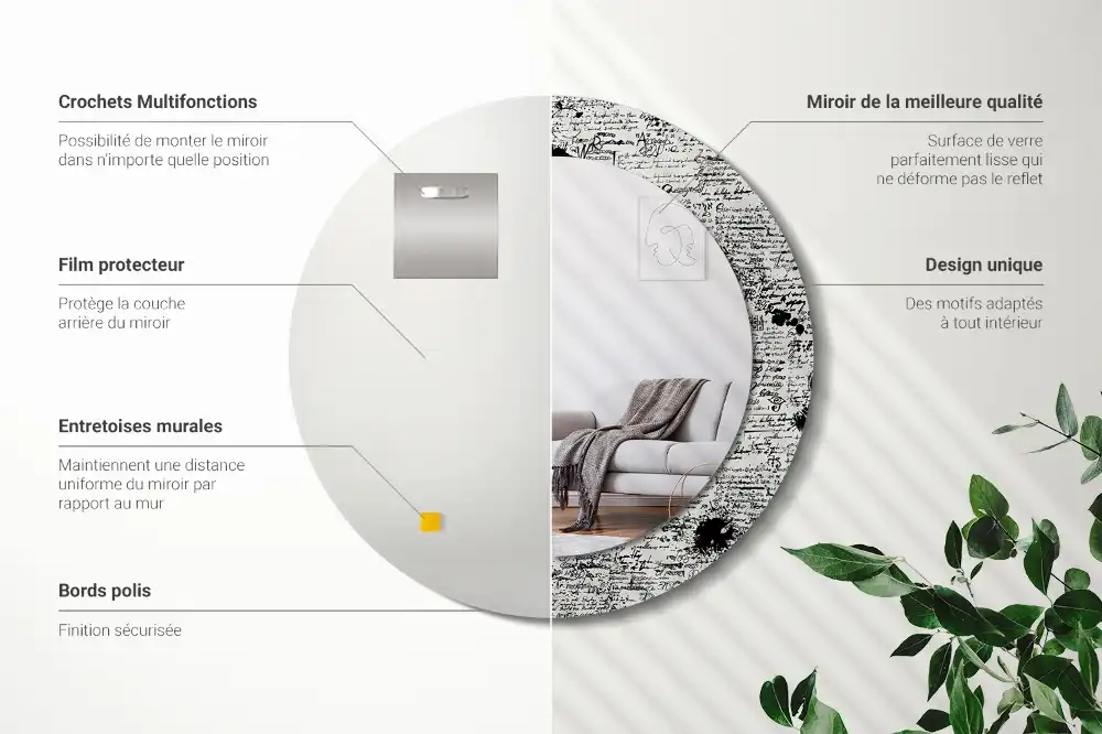 Okroglo stensko okrasno ogledalo Čačkanja