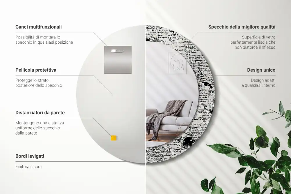 Okroglo stensko okrasno ogledalo Čačkanja