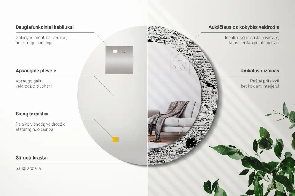 Okroglo stensko okrasno ogledalo Čačkanja