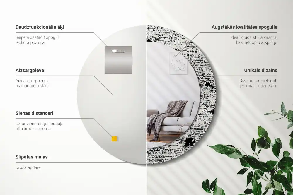 Okroglo stensko okrasno ogledalo Čačkanja