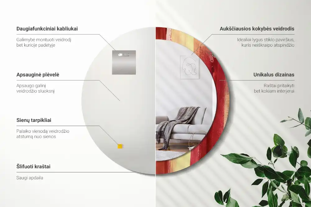 Okroglo okrasno ogledalo Abstraktno slikarstvo